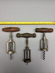 Set of 3 Antique Spring-Loaded Corkscrews