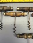 Set of 6 Antique Wooden Handle Corkscrews
