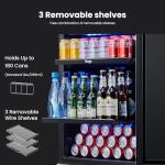 Yeego Beverage Refrigerator & Drink Fridge - 24 inch 180 Cans Beer Cooler Glass Door, 34-54℉ Under Counter Refrigerator Built-in for Drink Soda Wine for Bar Office Bedroom