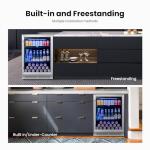 Yeego Beverage Refrigerator & Drink Fridge - 24 inch 180 Cans Beer Cooler Glass Door, 34-54℉ Under Counter Refrigerator Built-in for Drink Soda Wine for Bar Office Bedroom