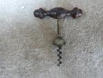 ANTIQUE 1883 Patent Wine Bottle Corkscrew Tuned Wood Handle 