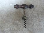 ANTIQUE 1883 Patent Wine Bottle Corkscrew Tuned Wood Handle 