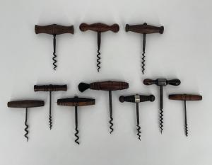 Set of 10 Vintage Wooden Corkscrews