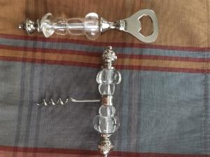 Handmade Antique Wine Corkscrew and Bottle Opener Set
