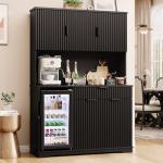 Stylish 69" Kitchen Pantry and Wine Bar Cabinet