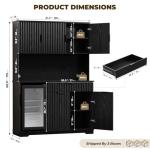 Stylish 69" Kitchen Pantry and Wine Bar Cabinet