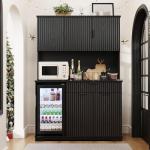 Stylish 69" Kitchen Pantry and Wine Bar Cabinet