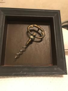 Antique Brass Wine Corkscrew Framed Artwork