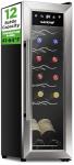NutriChef 12 Bottle Wine Cooler Fridge with Touchscreen