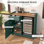 Green Bar Cabinet with Wine Storage and Fridge