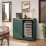 Green Bar Cabinet with Wine Storage and Fridge