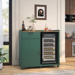 Green Bar Cabinet with Wine Storage and Fridge