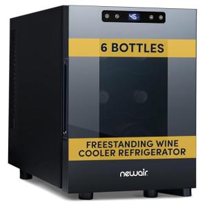 Compact 6-Bottle Wine Fridge with Mirror