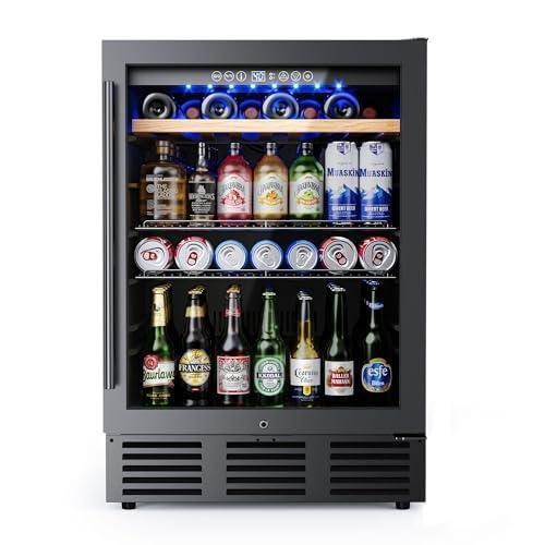 24 Can Beverage and Wine Refrigerator with Glass Door