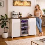 Large Coffee Bar Cabinet with Wine Storage