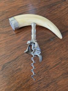 Vintage Boar Tusk Wine Opener with Corkscrew
