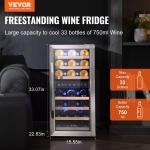 33-Bottle Dual Zone Wine Cooler with LED Light