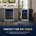 Compact 52-Bottle Wine Cooler in Black/Steel