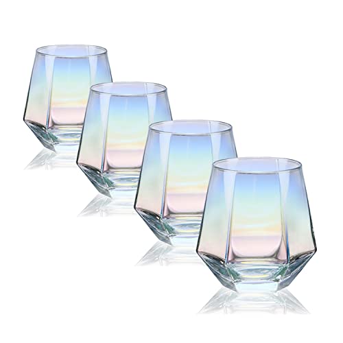Rainbow Stemless Wine Glass Set, Glassware Gift