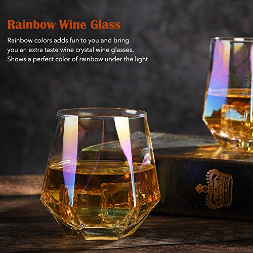 Rainbow Stemless Wine Glass Set, Glassware Gift