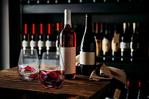 Hand Painted Stemless Wine Glasses Set | Lead-Free Crystal