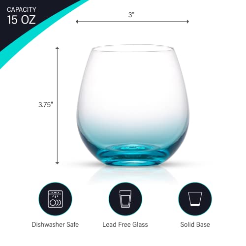 JoyJolt HUE Stemless Wine Tumblers - Set of 6