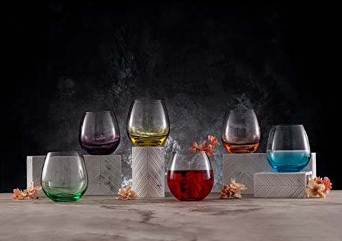 JoyJolt HUE Stemless Wine Tumblers - Set of 6