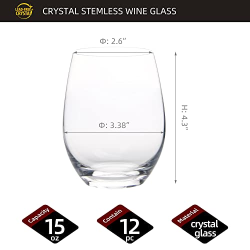 12-Piece Stemless Wine Glasses: Perfect for Red & White Wine