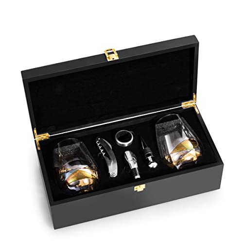 Hand-Painted Stemless Wine Glasses Set | Lead-Free Crystal