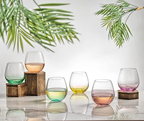 JoyJolt HUE Stemless Wine Tumblers - Set of 6