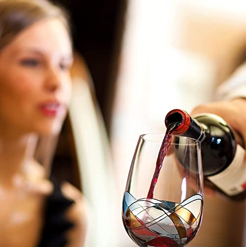 Hand-Painted Stemless Wine Glasses Set | Lead-Free Crystal