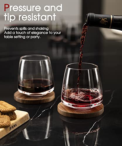 Hand Blown Crystal Stemless Wine Glasses - Set of 4