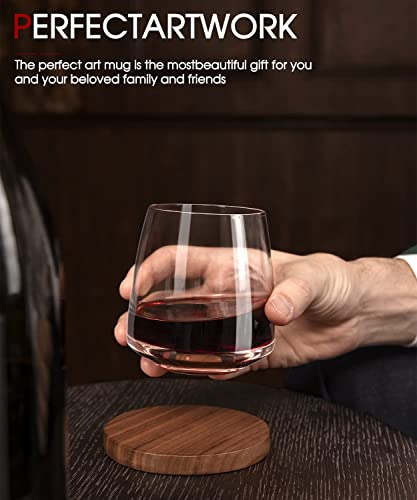 Hand Blown Crystal Stemless Wine Glasses - Set of 4
