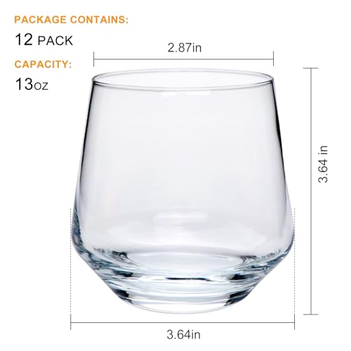 Stemless Wine Glasses Set - 12-Piece Wine Gifts