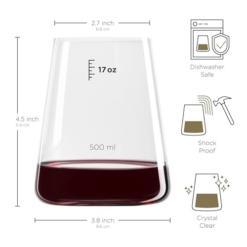 German Stemless Wine Glasses - Set of 4