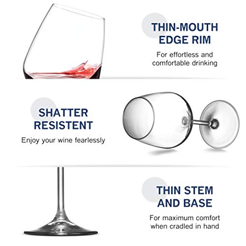 Set of 4 stemmed red wine glasses 532ml