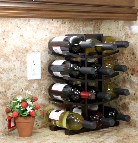 oceanstar 12-Bottle Dark Espresso Bamboo Wine Rack WR1132