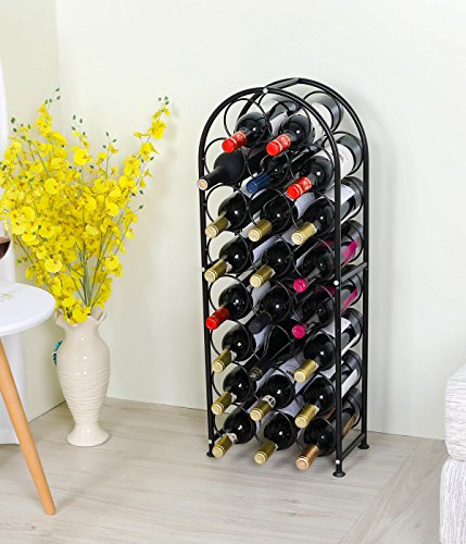 Arched Metal Freestanding Wine Rack - Black