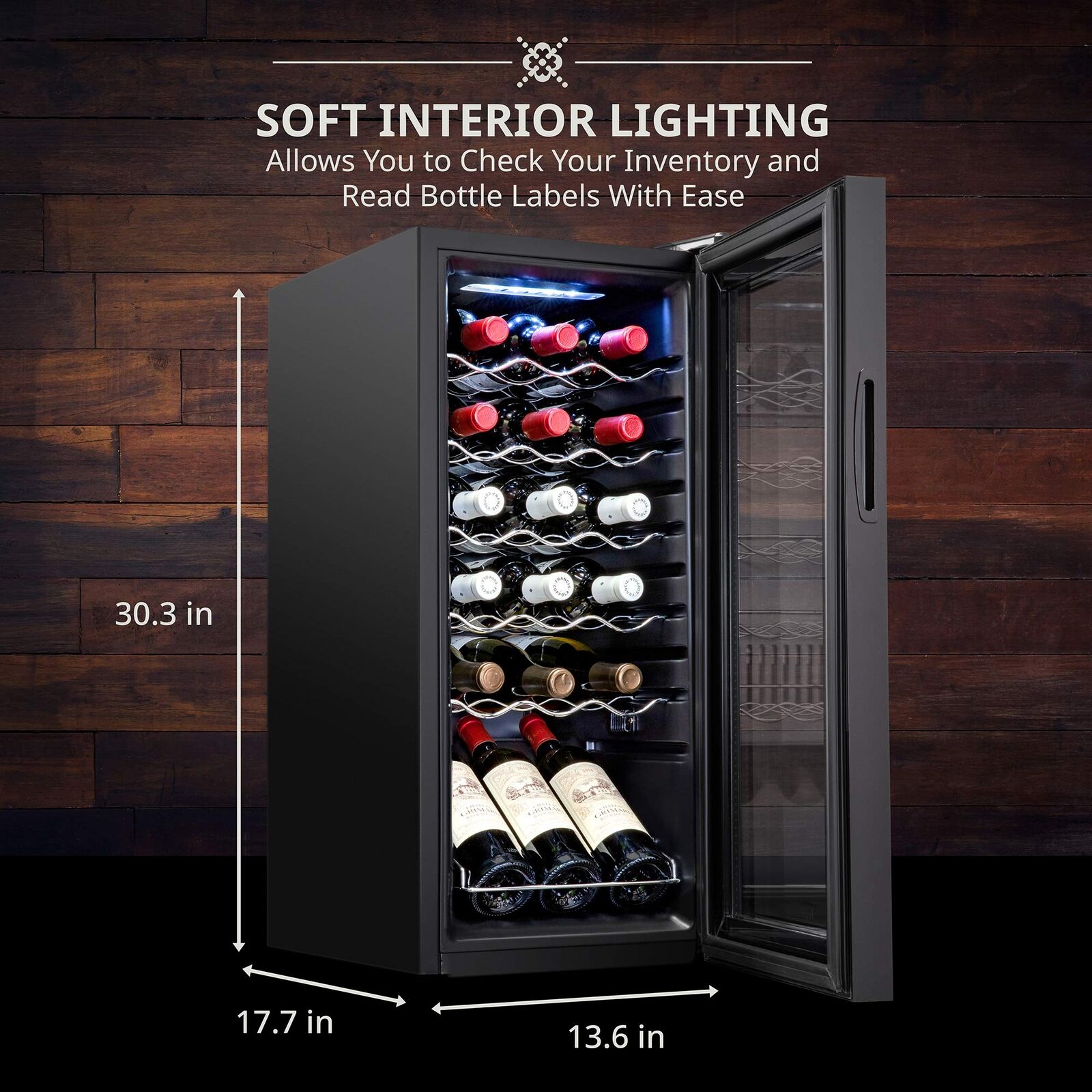 Ivation 18-Bottle Wine Cooler: Large Black Freestanding