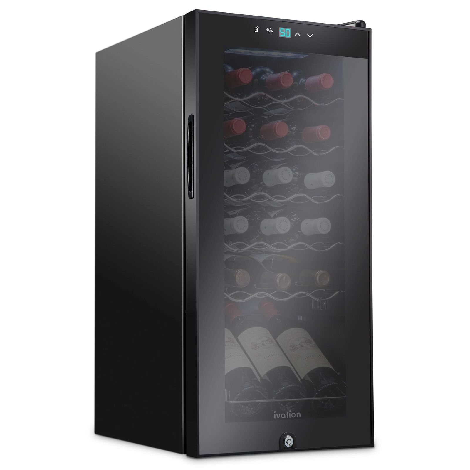 Ivation 18-Bottle Wine Cooler: Large Black Freestanding