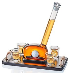 Golf-Themed Decanter Set with 4 Whisky Glasses