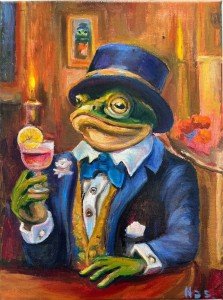 Frog in a Tuxedo Oil Painting Wall Art