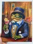 Frog in a Tuxedo Oil Painting Wall Art