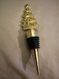 Gold Metal Wine Bottle Cork - Christmas Tree Design