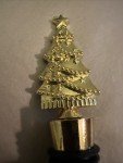 Gold Metal Wine Bottle Cork - Christmas Tree Design