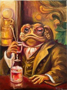 Frog with Wine Original Oil Painting Wall Art