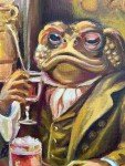 Frog with Wine Original Oil Painting Wall Art