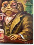 Frog with Wine Original Oil Painting Wall Art