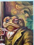 Frog with Wine Original Oil Painting Wall Art