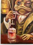 Frog with Wine Original Oil Painting Wall Art